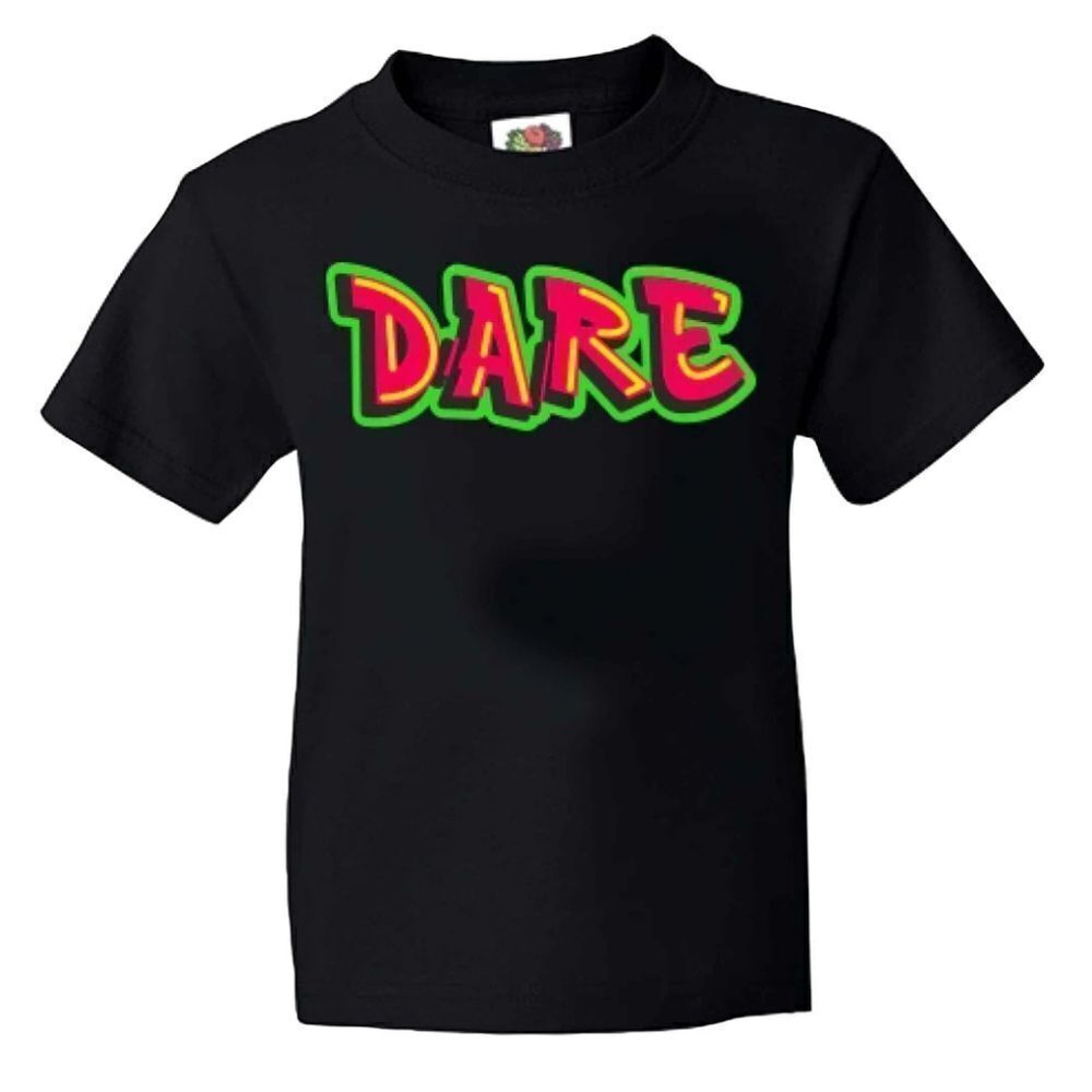 DARE Black Crew T-SHIRT D.A.R.E. To Keep Kids Off Drugs Graffitee